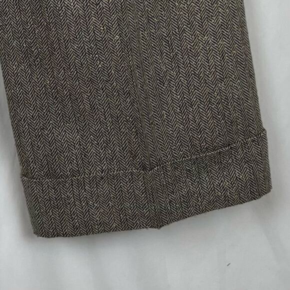 LOFT Brown Tan Wide Leg Herringbone Academia Cuffed Dress Pants NWOT Size 4 - Picture 5 of 11